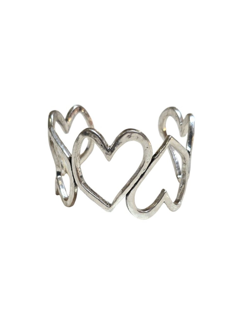 Lucky Brand Women's Silver Tone Heart Open Cuff Bracelet NWT